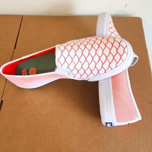 Keds x Alaina Marie Double Decker Mesh Waves Patterned Slip-Ons in Coral